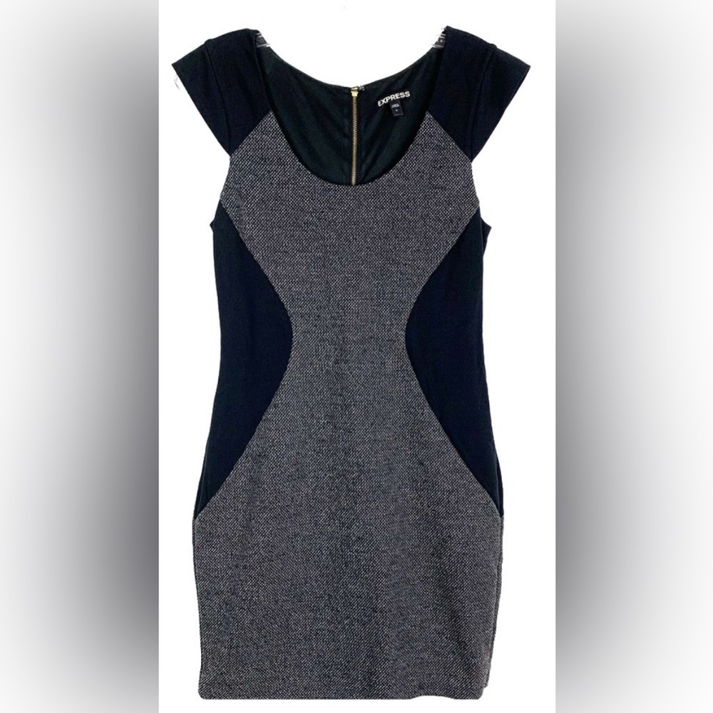 EXPRESS (NWT) tweed bodycon dress w/exposed zipper, Size 12